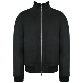 Hackett Mayfair Shearling Mens Dark Chocolate Bomber Jacket