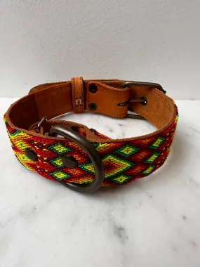 Huichol Embroidered Wide Dog Collar M3