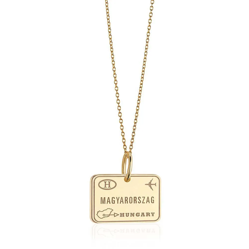 Hungary Passport Stamp Charm Solid Gold