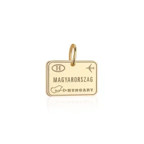 Hungary Passport Stamp Charm Solid Gold