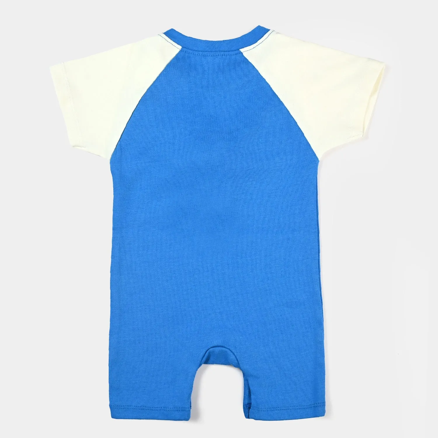 Infant Boys Cotton Interlock Knitted Romper Smile - B.Blue