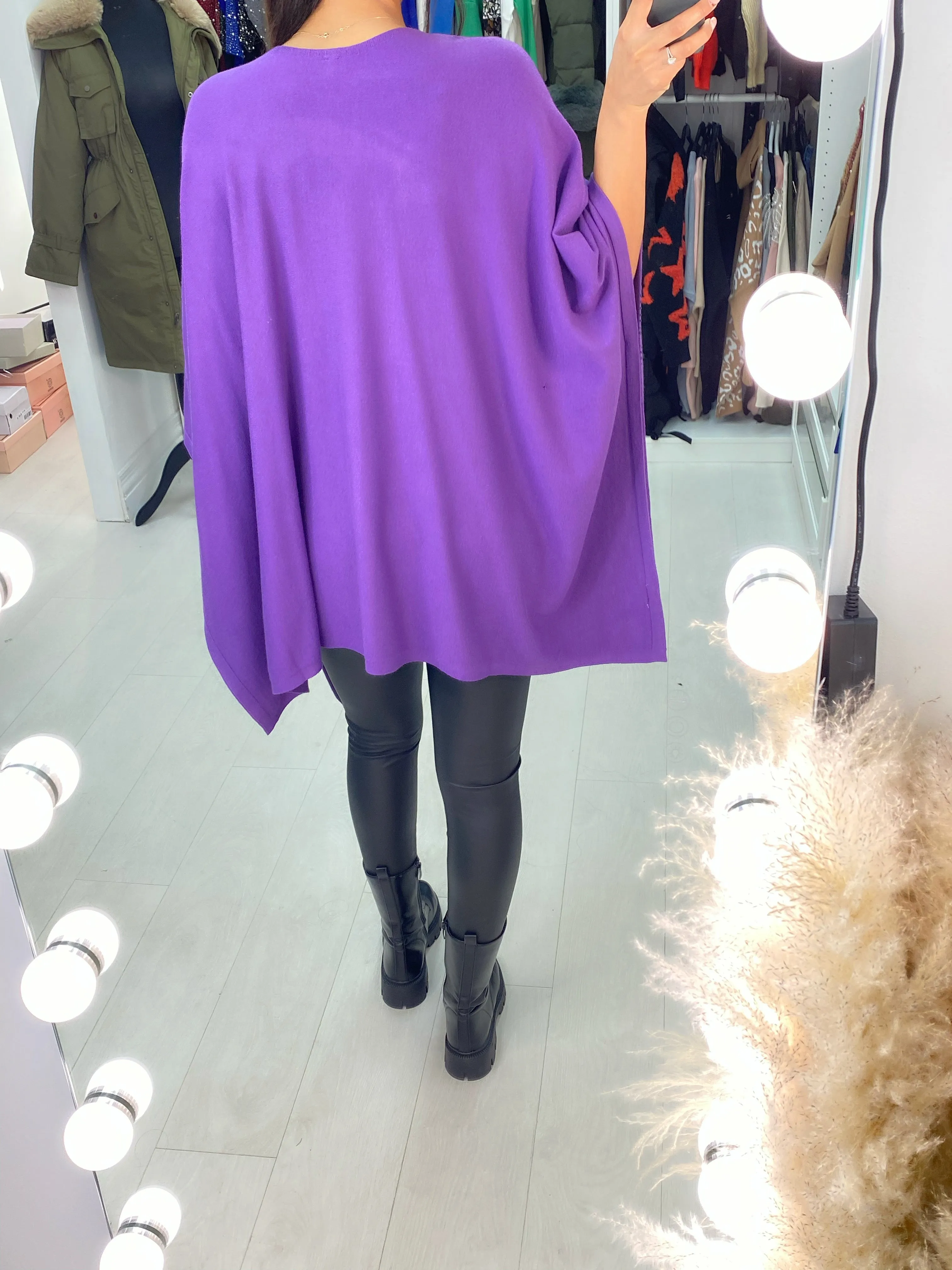 Jolene Diamante Gem Hem Poncho Jumper