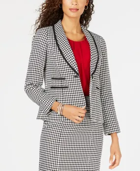 Kasper Womens Houndstooth Shawl Collar Blazer
