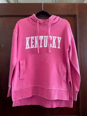 Kentucky Hooded Vintage Washed Fleece in Hot Pink