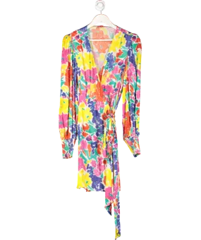 Kitri Multicoloured Lise Printed Jacquard Mini Wrap Dress UK 14