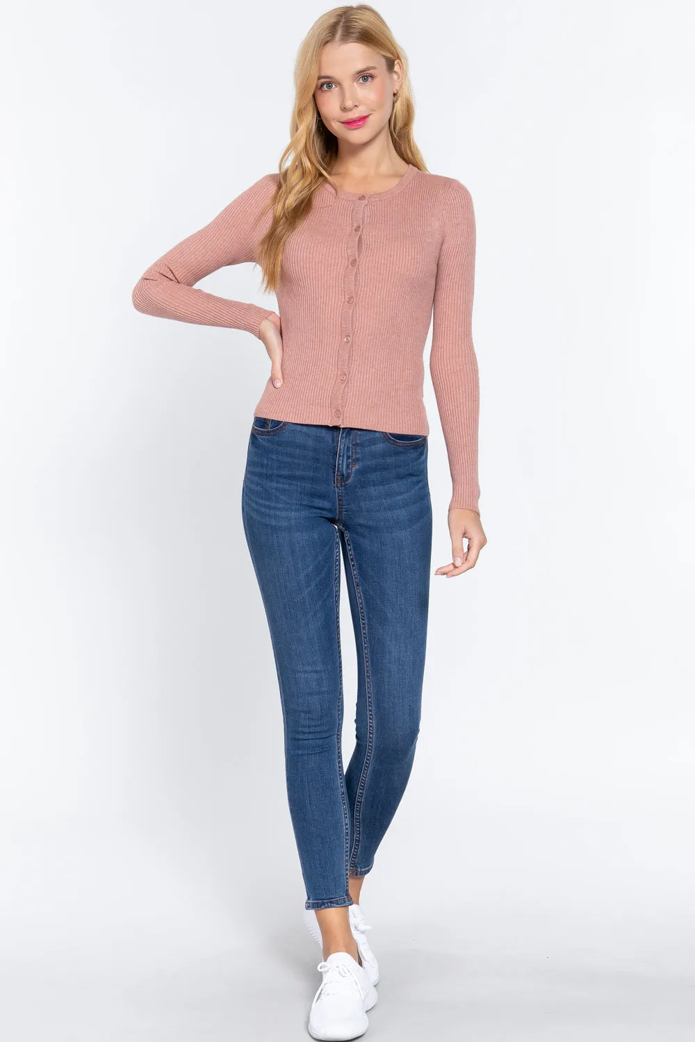 Long Sleeve Crew Neck Cardigan