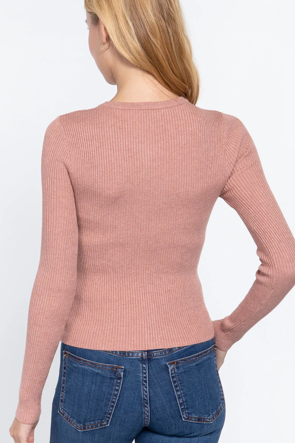Long Sleeve Crew Neck Cardigan