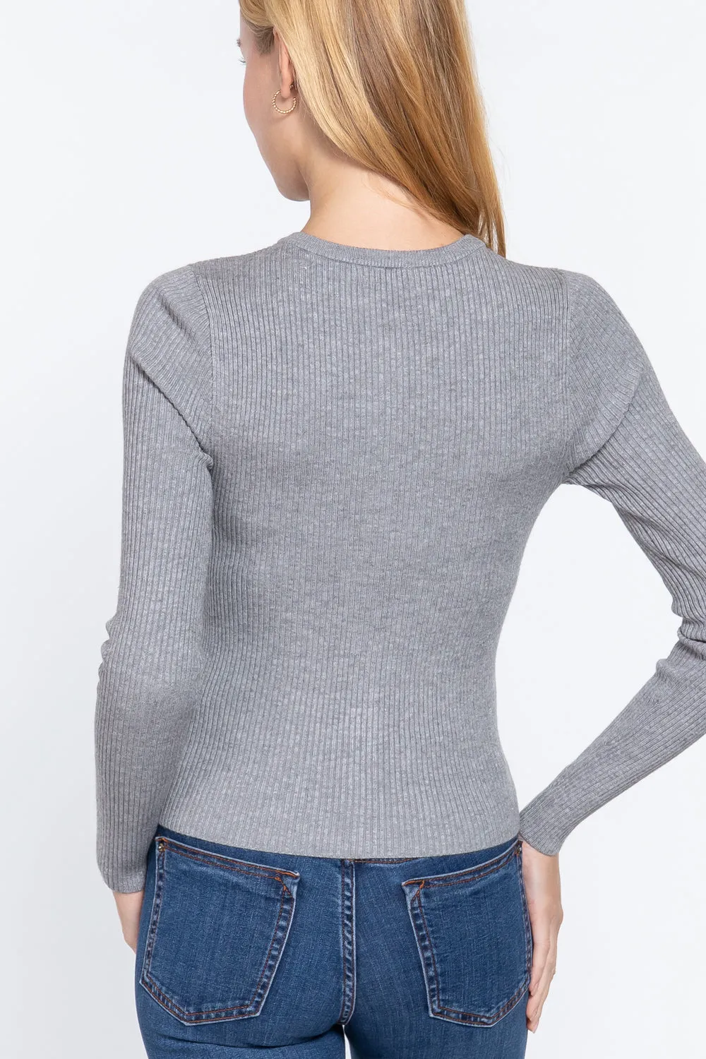 Long Sleeve Crew Neck Cardigan