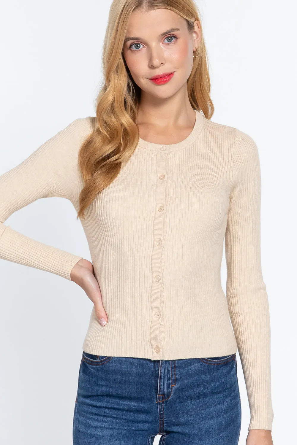 Long Sleeve Crew Neck Cardigan