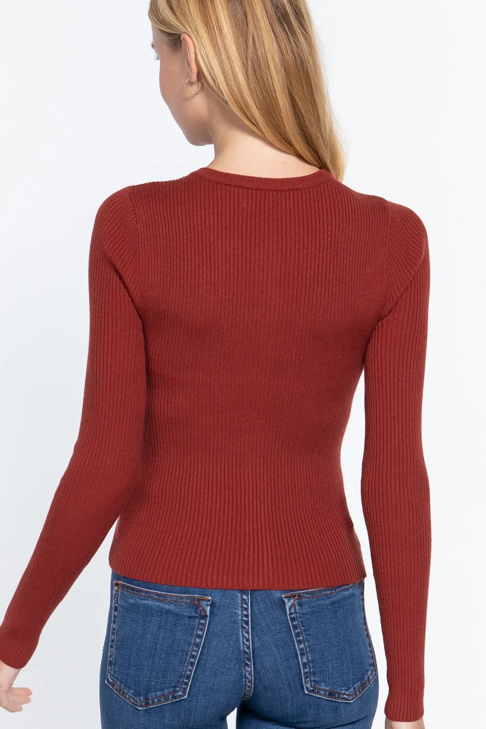 Long Sleeve Crew Neck Cardigan