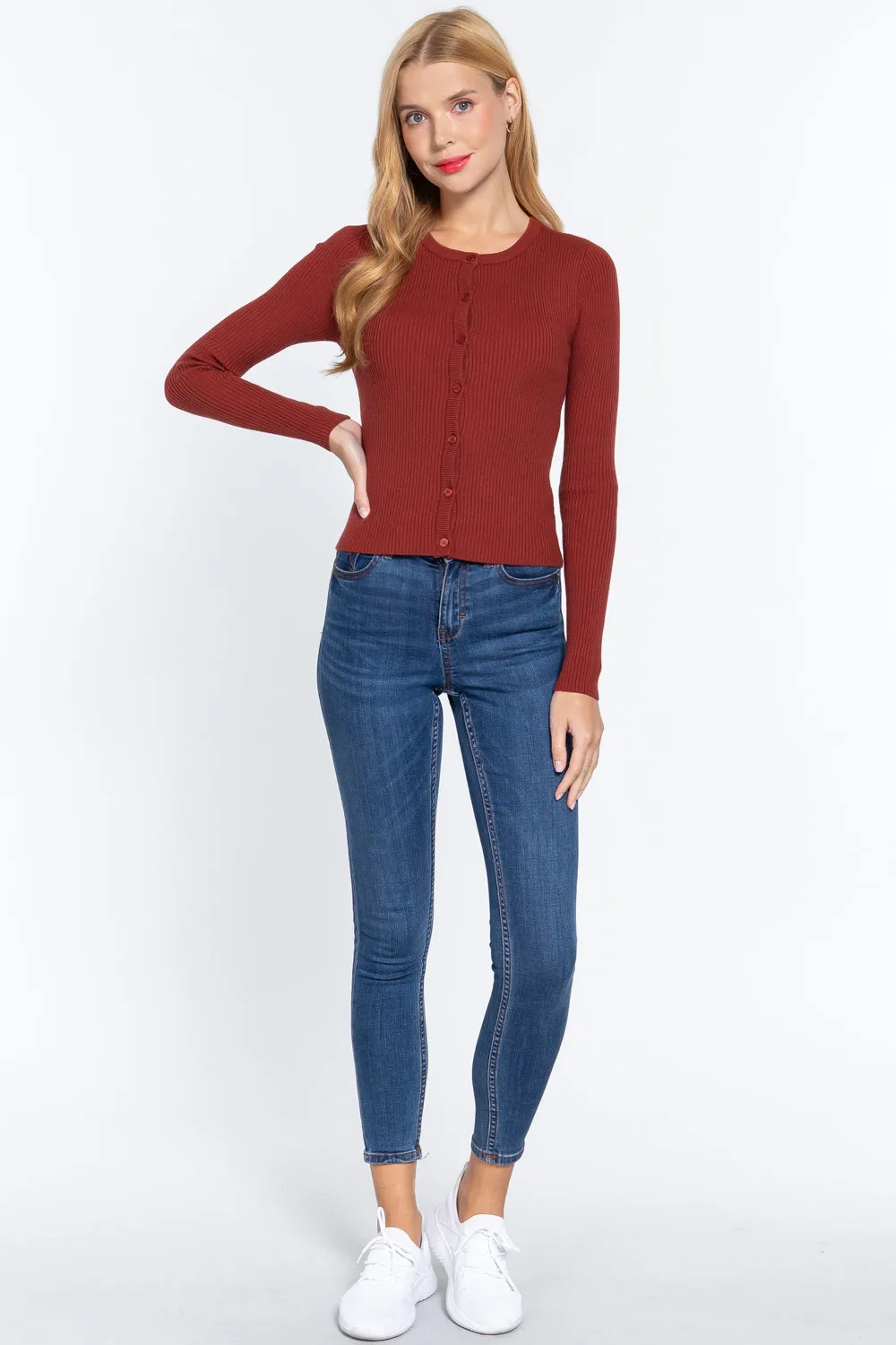Long Sleeve Crew Neck Cardigan