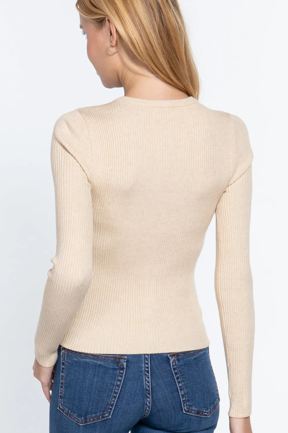 Long Sleeve Crew Neck Cardigan