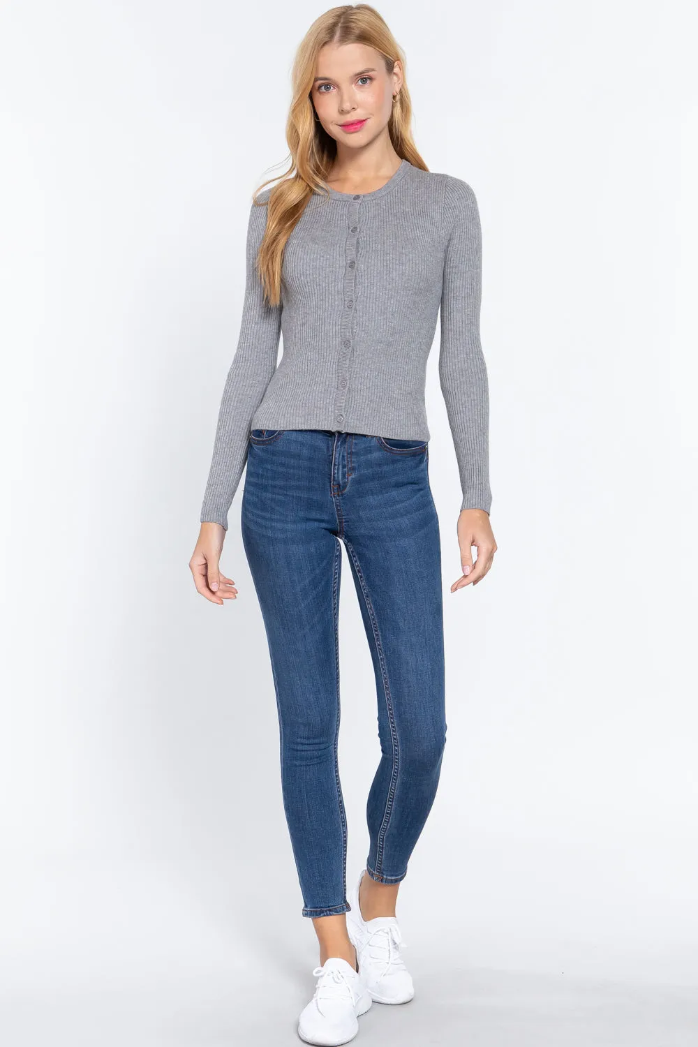 Long Sleeve Crew Neck Cardigan
