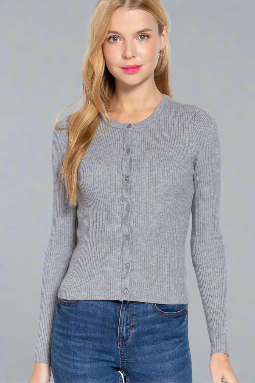 Long Sleeve Crew Neck Cardigan