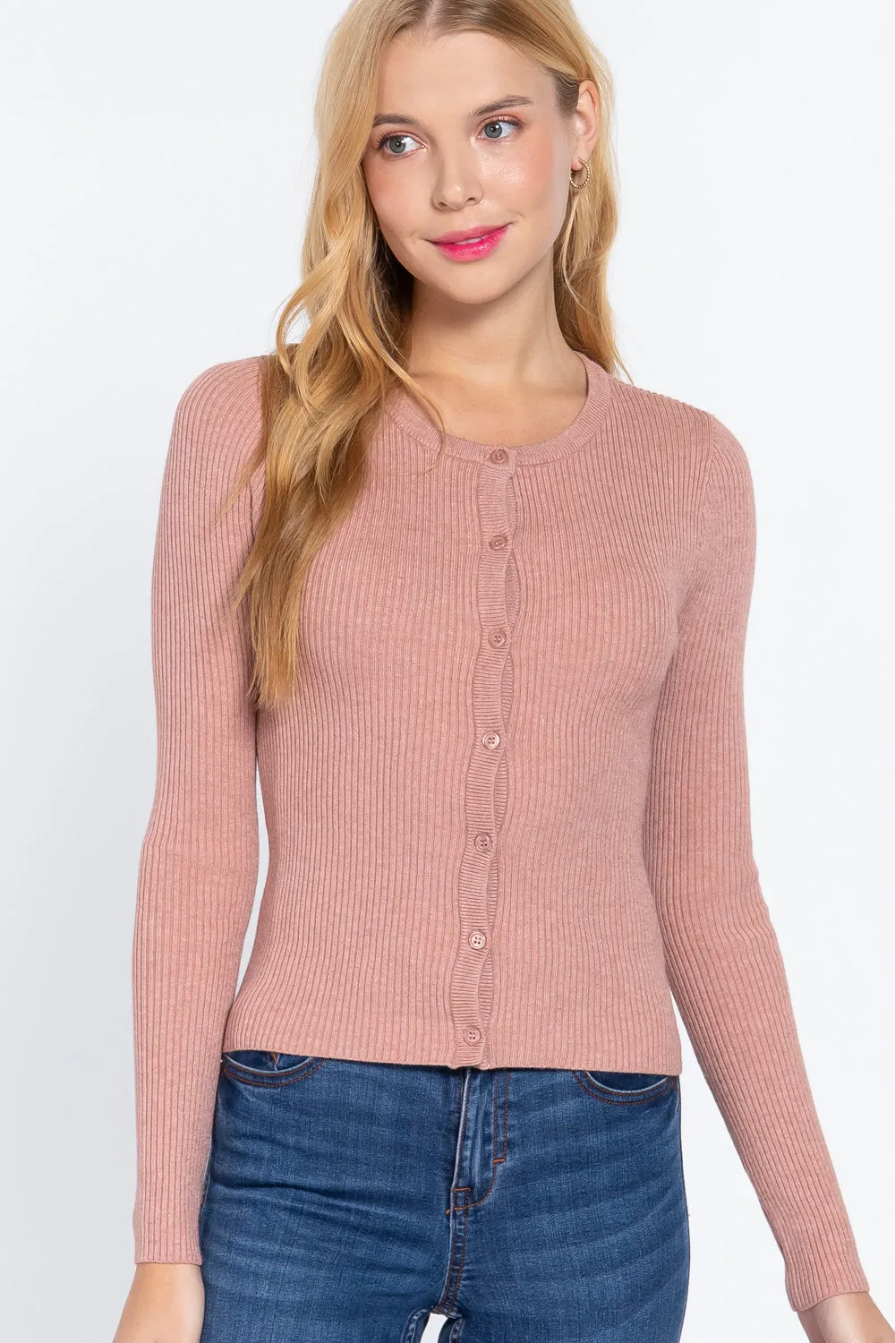 Long Sleeve Crew Neck Cardigan