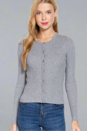 Long Sleeve Crew Neck Cardigan