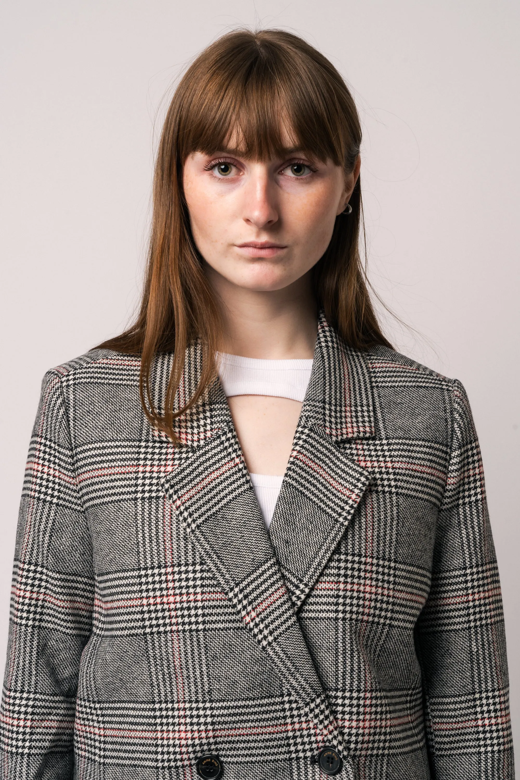 Madeleine Blazer - Grey And Red Plaid
