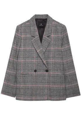 Madeleine Blazer - Grey And Red Plaid