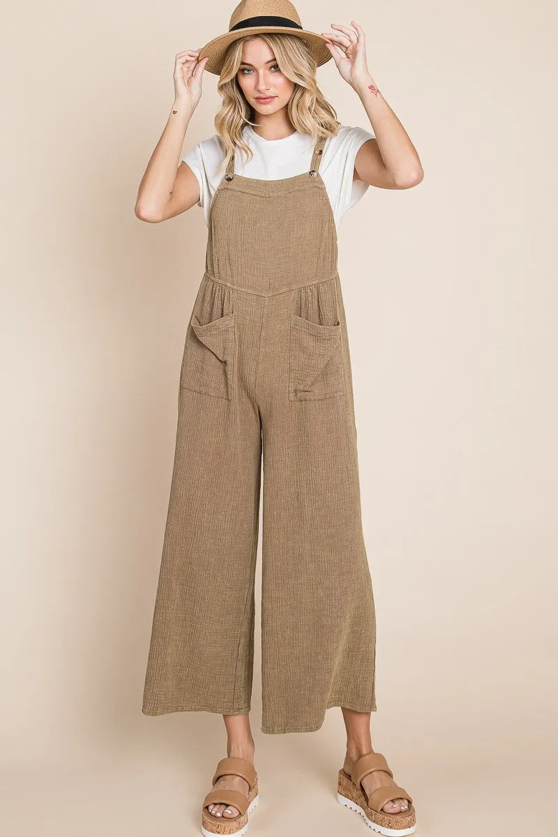 Mel Gauze Overall in Taupe