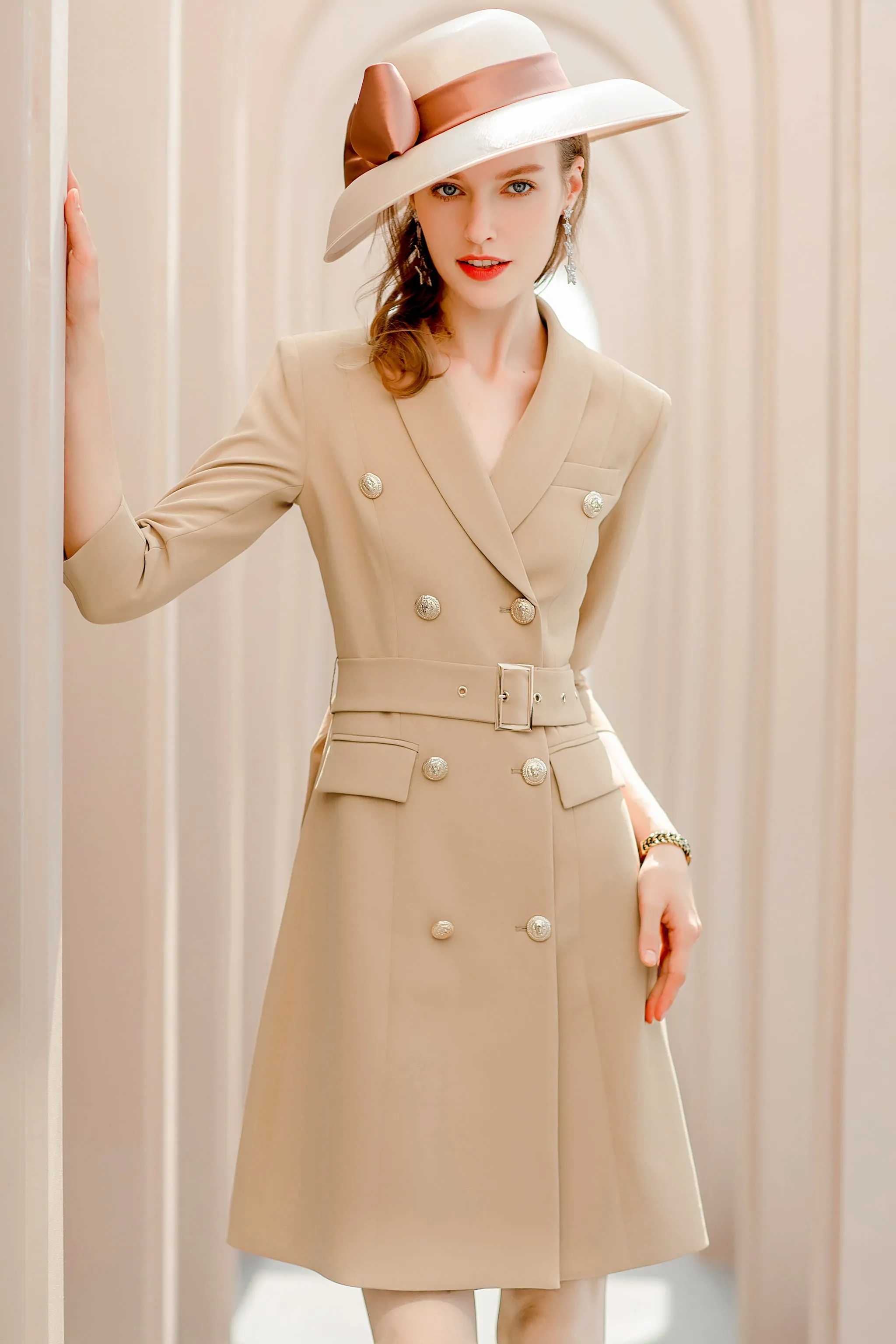 Meliora Half Sleeve Caramel Blazer Dress