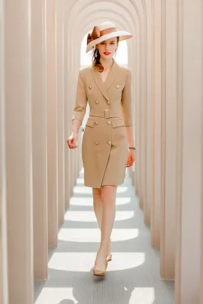 Meliora Half Sleeve Caramel Blazer Dress