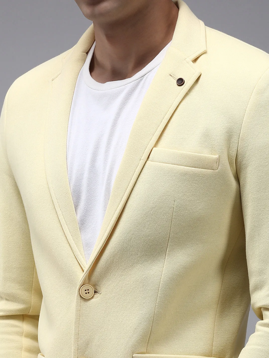 Men Yellow Solid Blazer