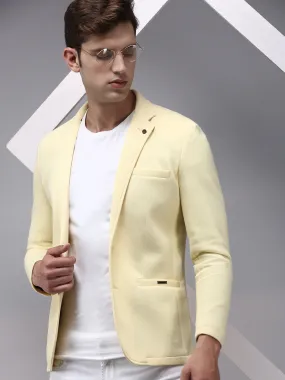 Men Yellow Solid Blazer