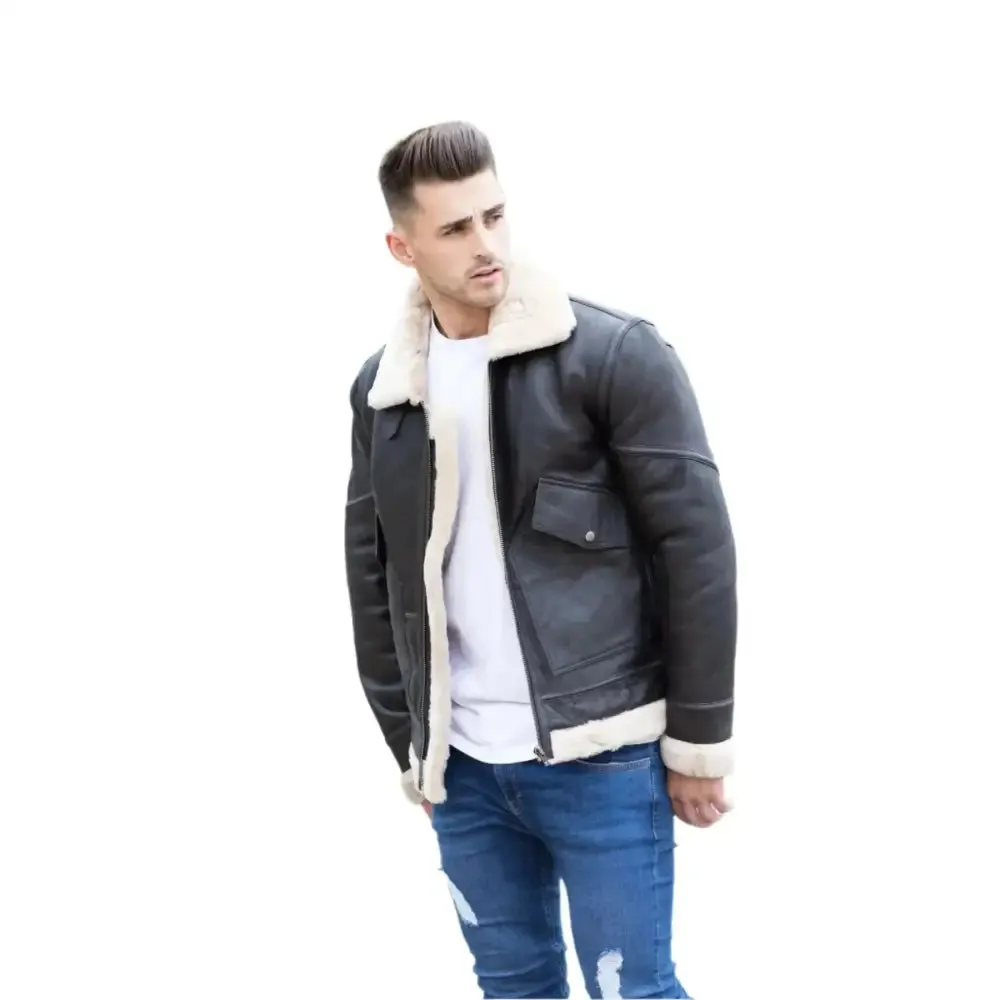 Men's Airforce Style Shearling Leather Jacket – Classic & Warm