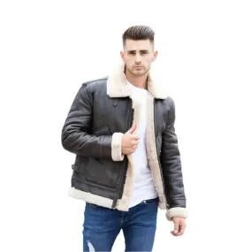Men's Airforce Style Shearling Leather Jacket – Classic & Warm
