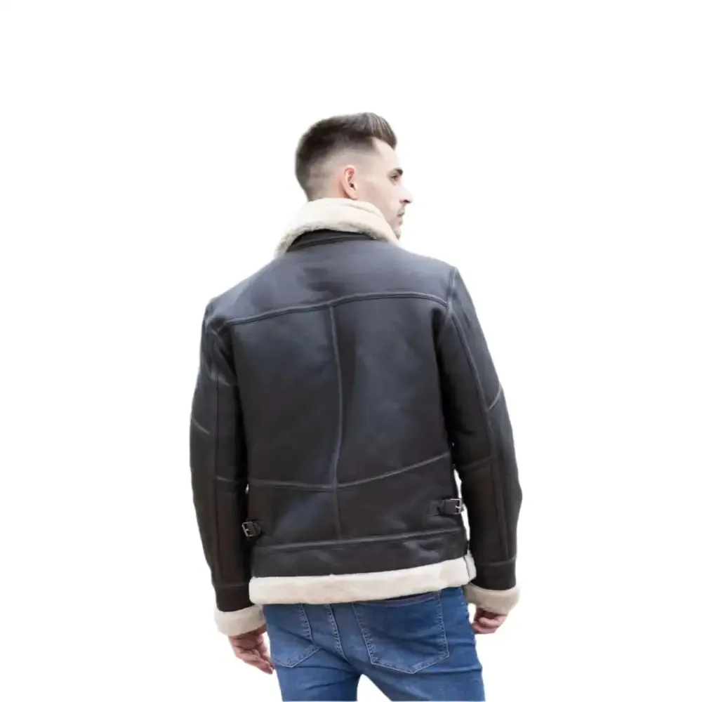 Men's Airforce Style Shearling Leather Jacket – Classic & Warm