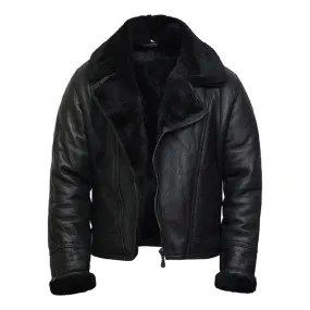 Men's Aviator Pilot B3 Faux Shearling Bomber Leather Jacket
