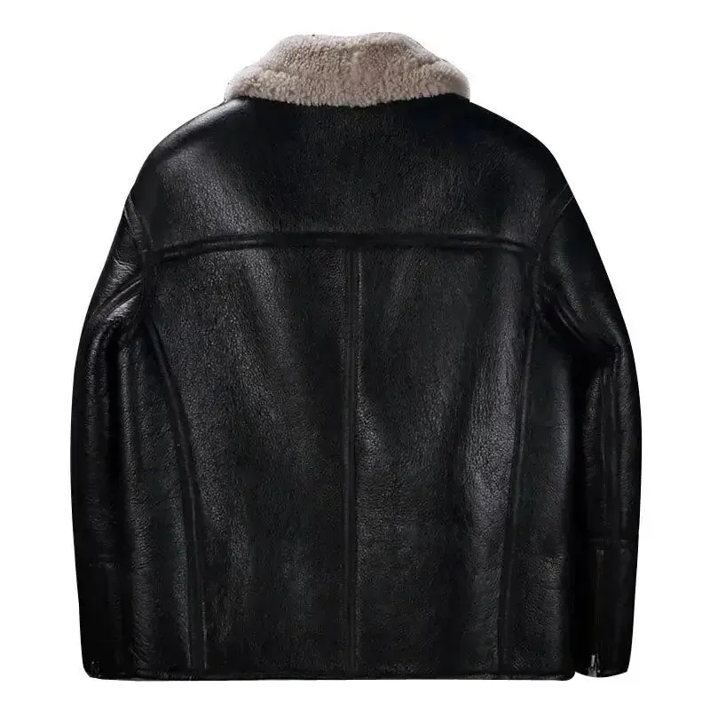 Men's Black Sheepskin Shearling Motorcycle Jacket – Warm & Stylish