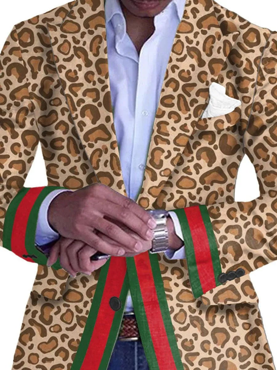 Men's Classic Leopard Print Single Breasted Casual Blazer