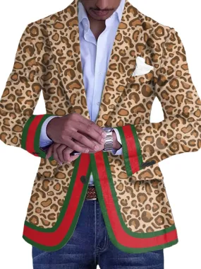 Men's Classic Leopard Print Single Breasted Casual Blazer
