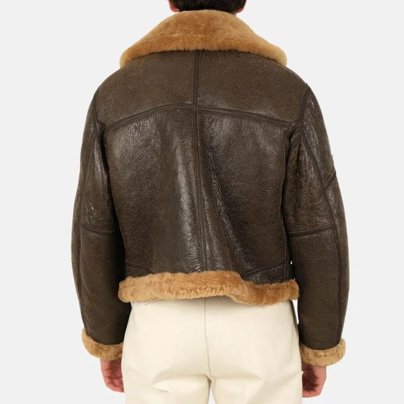 Men's Shearling Brown Bomber Jacket