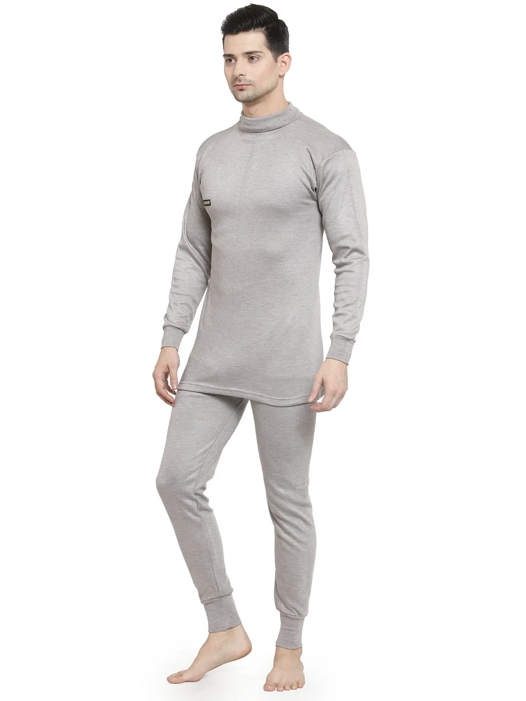 MEN'S SOLID HIGH NECK THERMAL WEAR TOP AND BOTTOM SET