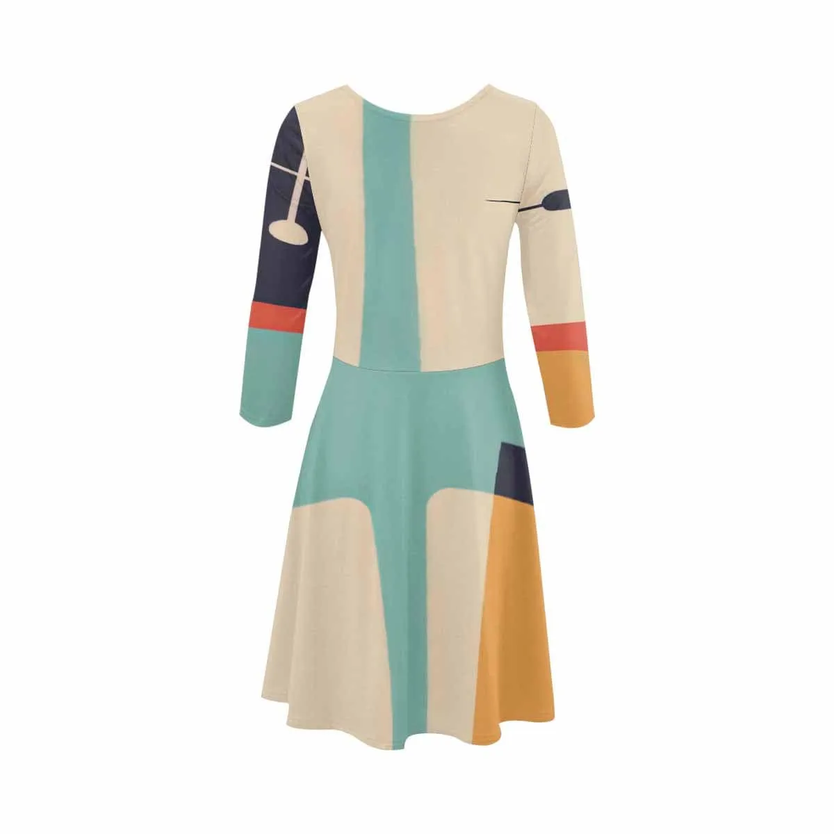 Mid Century Retro 50s Geometric 3/4 Sleeve Sundress