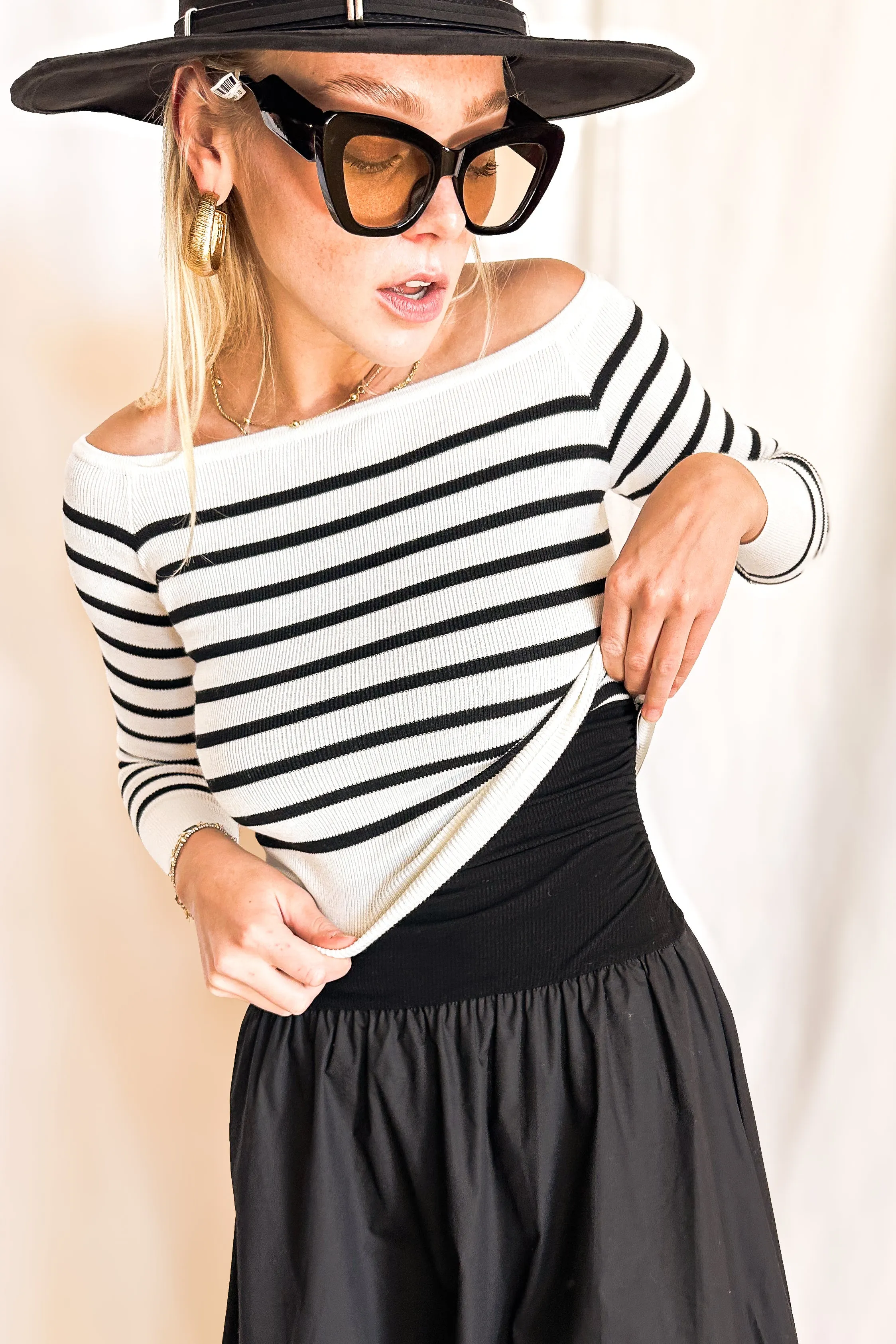 Mixed Textile Bubble Midi Cami Dress / Black