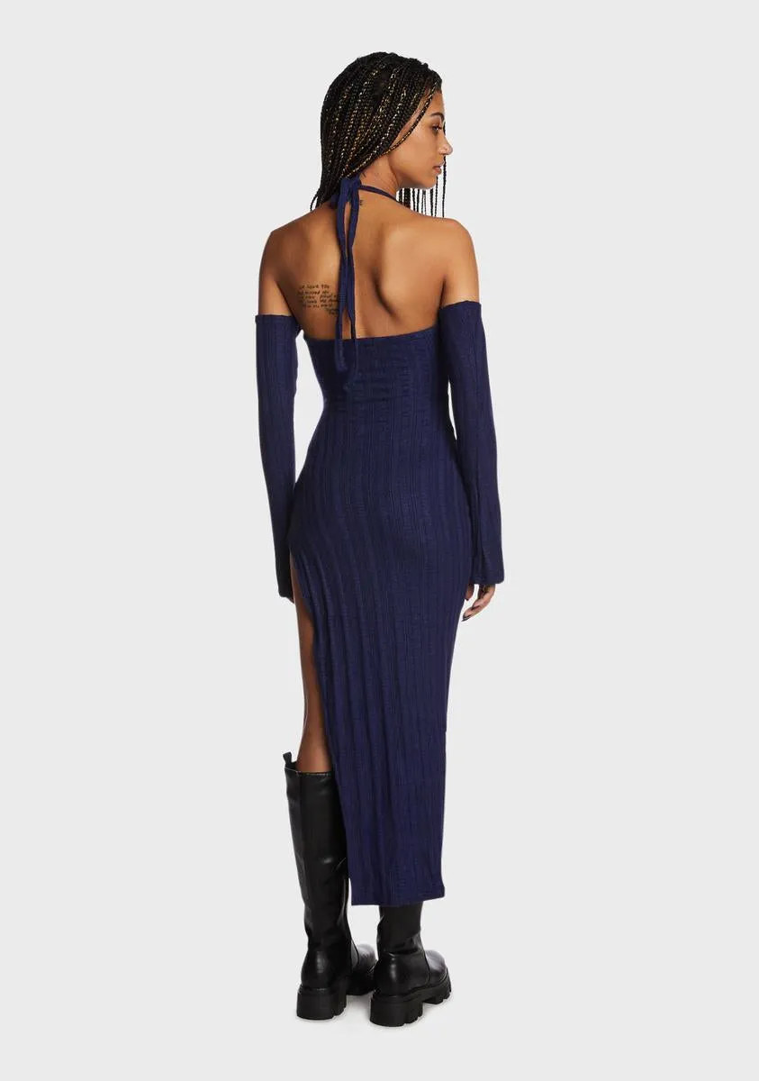 Navy Spotted Tonight Sweater Dress
