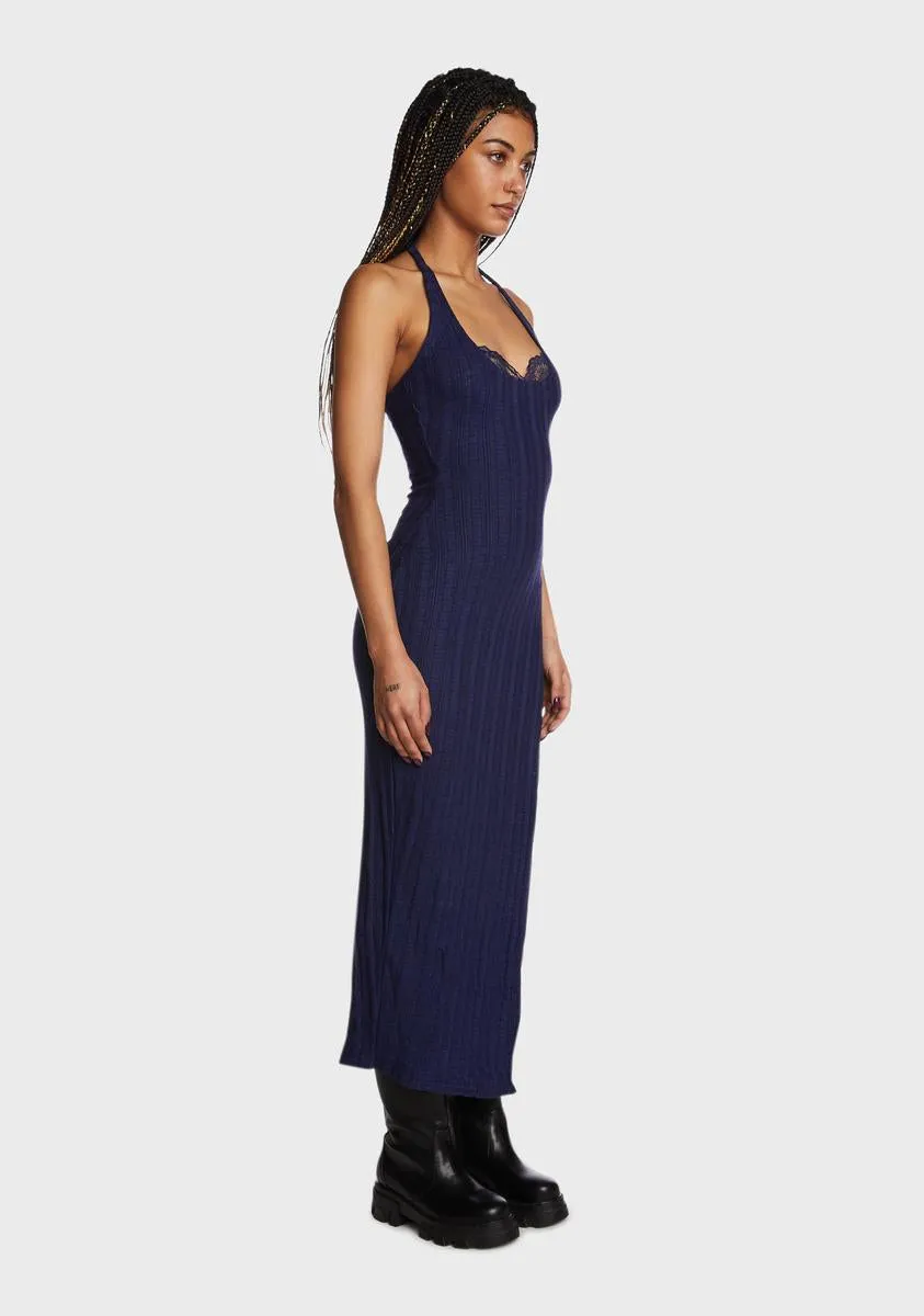 Navy Spotted Tonight Sweater Dress
