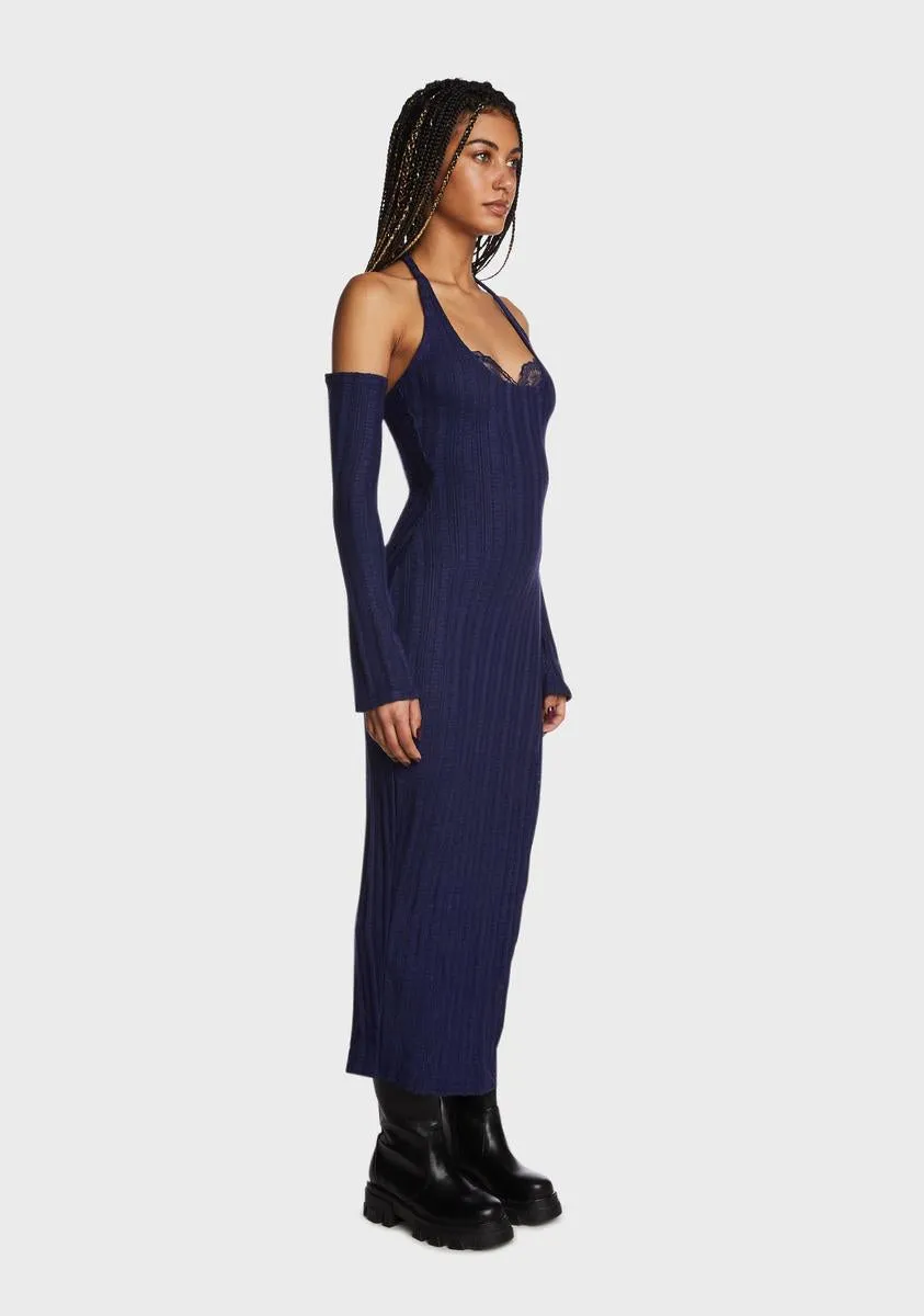 Navy Spotted Tonight Sweater Dress