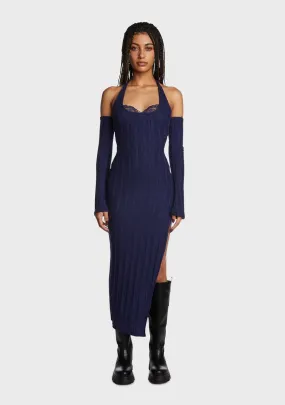 Navy Spotted Tonight Sweater Dress