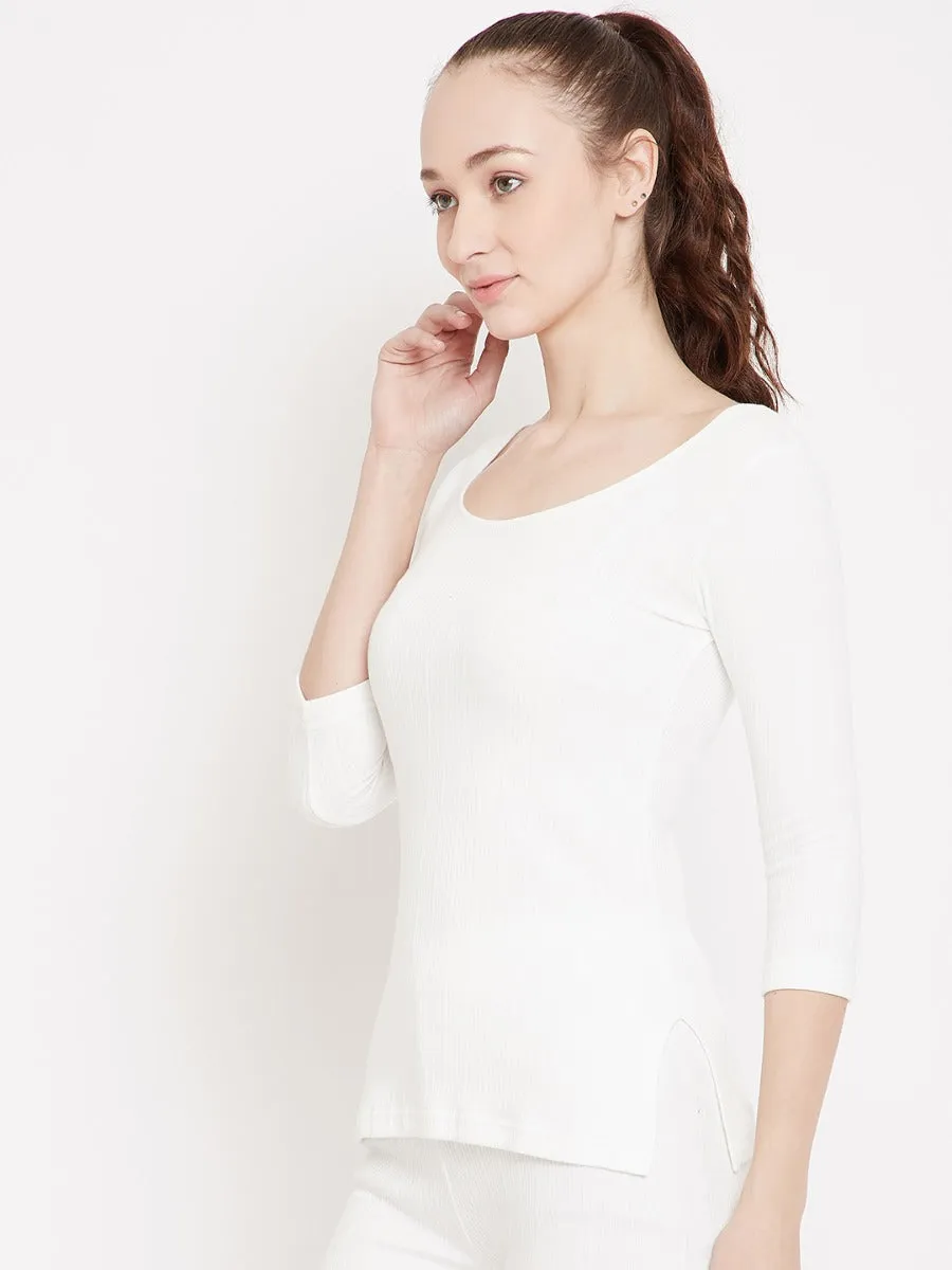 Neva Esancia Deep Scoop Neck 3/4th Sleeve Warmer/Thermal Upper for Women