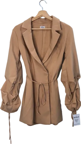Oh Polly Beige Ruched Sleeve Blazer Dress UK 6