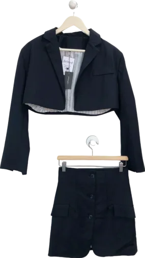 OHHEYGIRL Black Cropped Blazer and Skirt Set UK M