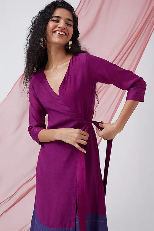 Okhai 'Boysenberry' Silk Blend V-Neck Wrap Dress