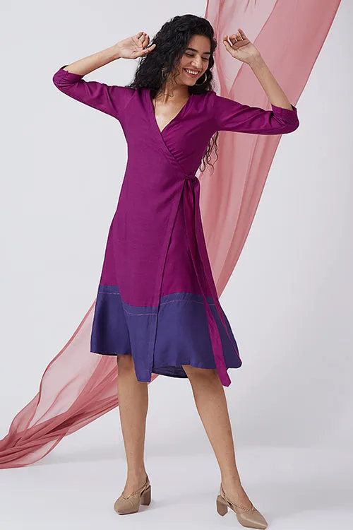 Okhai 'Boysenberry' Silk Blend V-Neck Wrap Dress