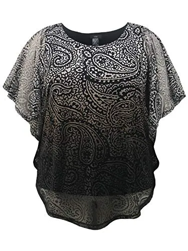 Paisley Burnout Poncho Blouse Top