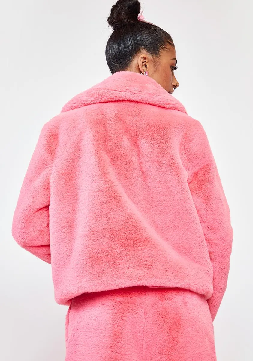 Pink Jax Cropped Faux Fur Jacket