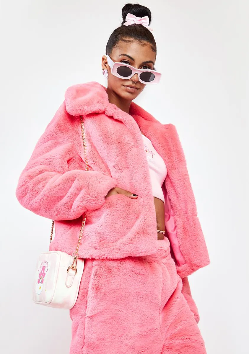 Pink Jax Cropped Faux Fur Jacket